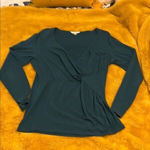 CAbi Green Blouse with Elegant Design